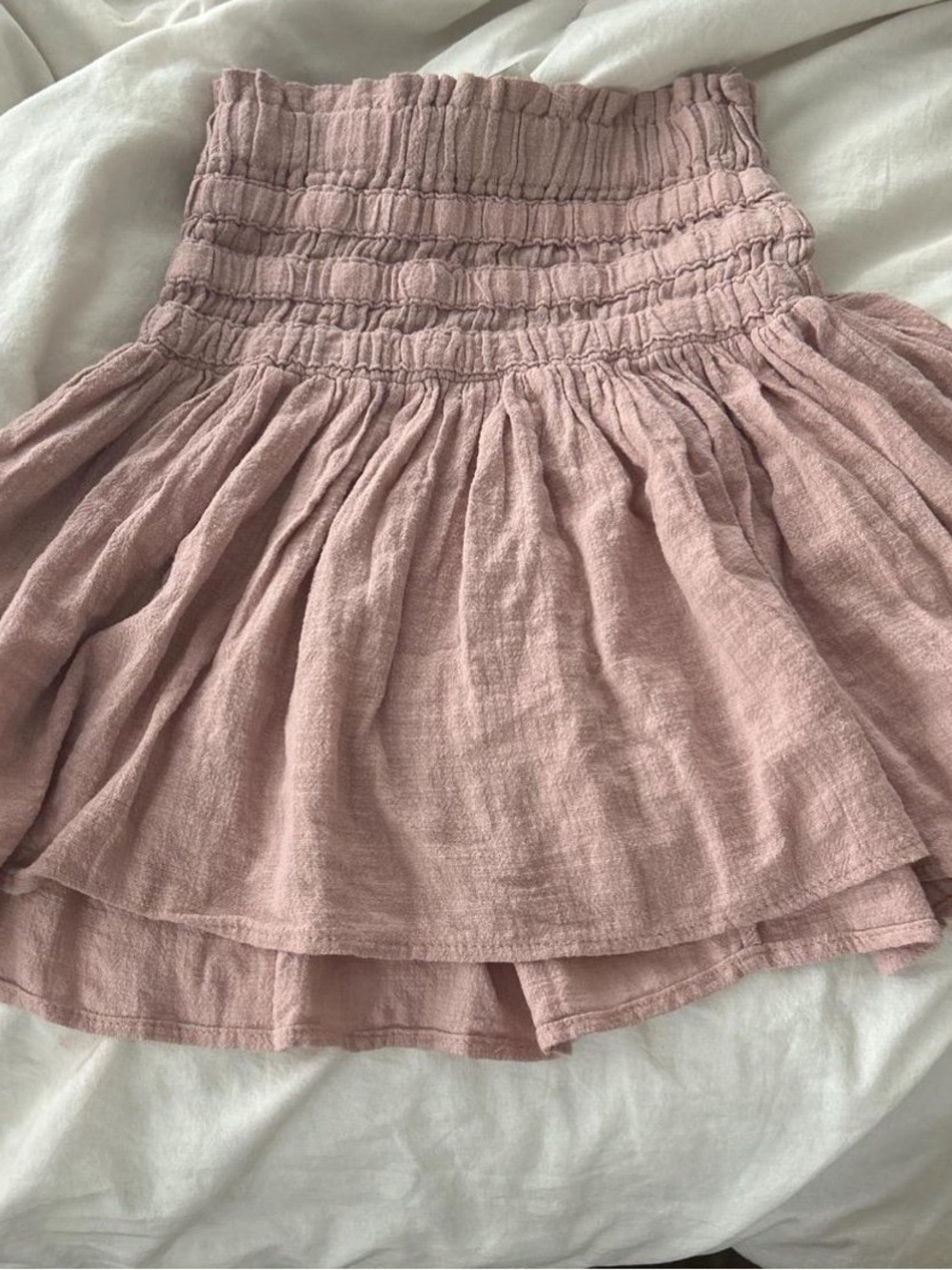 Love Shack Fancy Dupe Pink Smocked Skirt